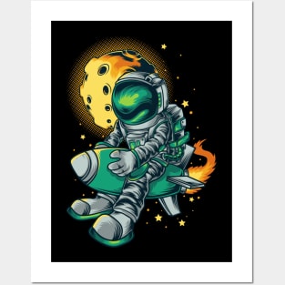 astronaut rocket illustration Posters and Art